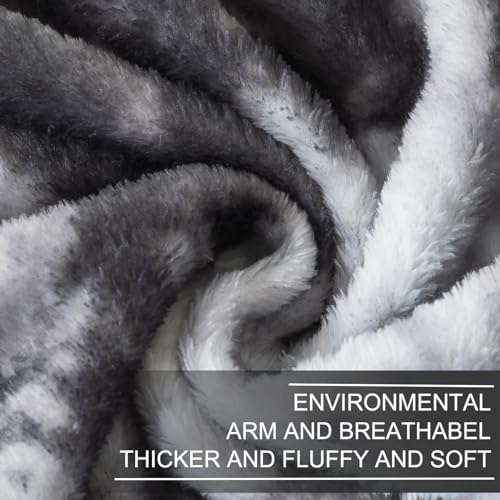 Richave Fuzzy Blanket King Size - Tie Dye Grey, Premium Lightweight Anti-Static, Plush and Furry Faux Fur, Reversible Blankets for King Calking Bed, 90x108 Inches,Tie Dye Grey - Image 2