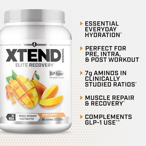 XTEND Original BCAA Powder Mango Madness | Sugar Free Post Workout Muscle Recovery Drink with Amino Acids | 7g BCAAs for Men & Women | 90 Servings - Image 4