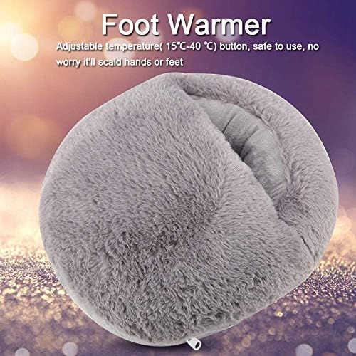 USB Electric Heated Foot Warmer, Plush Foot Heater, Rechargeable Kneading Massager, Thermal Slipper, Pain Relief, Heat Therapy, (Grey) - Image 4