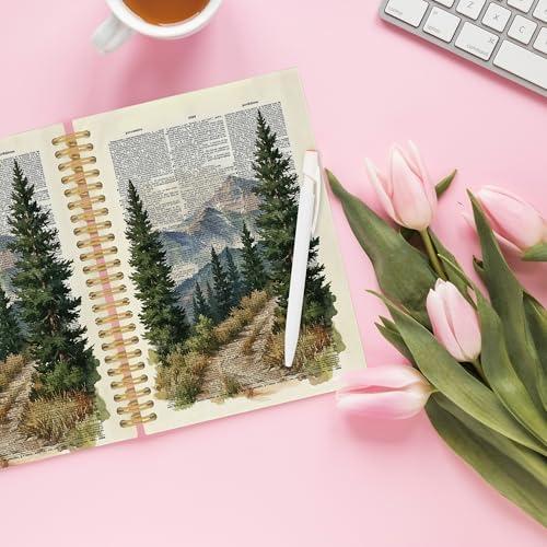 XPH Vintage Nature Landscape Spiral Notebook, Mountain Forest Journaling Notebooks for Women, Mountain Gifts Hardcover Journals for Writing 160 Pages 5.5 x 8.3 Inch, Nature Lover Gifts - Image 4