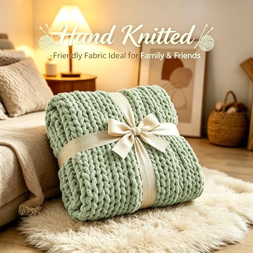 Chunky Knit Blanket Throw for Couch, 60"x80" Chunky Yarn Knitted Blankets - Image 4