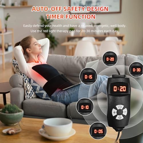 Red Light Therapy for Body Large 19.8" x 12" Infrared Heating Pad Wrap for Back Waist Shoulder Knee Feet Joints Pain Relieve, Diminish Inflammation, Ideal Gift - Image 5