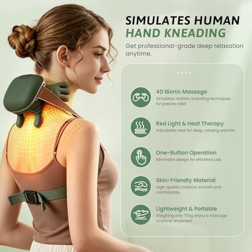 2026 4D Neck Massager with Heat, Deep Tissue Pain Relief,Shoulder Massager - Image 3