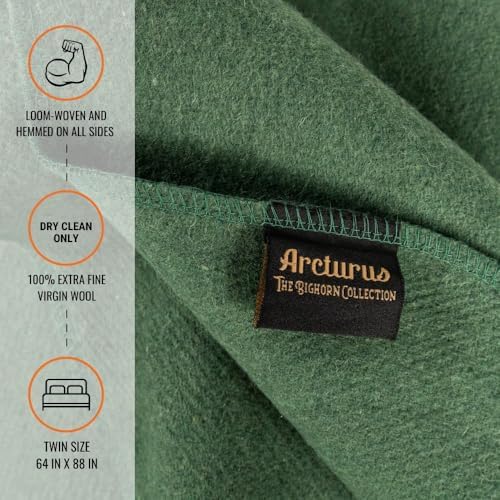 Arcturus Bighorn 100% Virgin Wool Blanket | Heirloom-Quality Wool Bedding for Home & Cabin | Warm, Thick & Durable (Twin Size, Sage) - Image 2