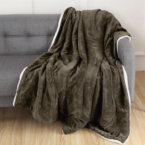 Elegant Comfort Luxury Ultra-Plush Velvet Touch Fleece Throw Soft, Warm, Cozy| Micromink Sherpa-Backing Reversible Blanket for Bed, Sofa and Couch, Solid Brown - Image 2