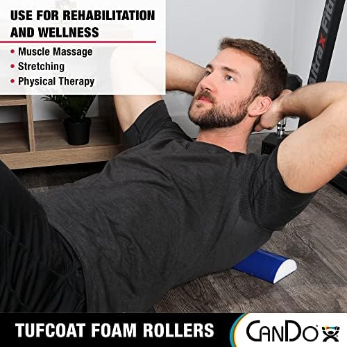 CanDo Premium TufCoat Blue Coated Half-Round Foam Rollers for Muscle Restoration, Massage Therapy, Rehabilitation, Sport Recovery and Physical Therapy for Home, Clinic and Gym - Image 4