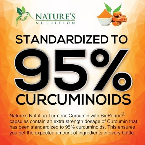 Turmeric Curcumin Supplement - 95% Curcuminoids with Organic Turmeric & Ginger, BioPerine Black Pepper Extract for Best Absorption, Natural Vegan Joint Support, Non-GMO, Bottled in USA - 240 Capsules - Image 3