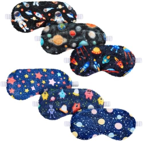 Cuffbow 6 Pack Fuzzy Sleep Masks Plush Eye Mask,Astronaut,Blue by Cuffbow