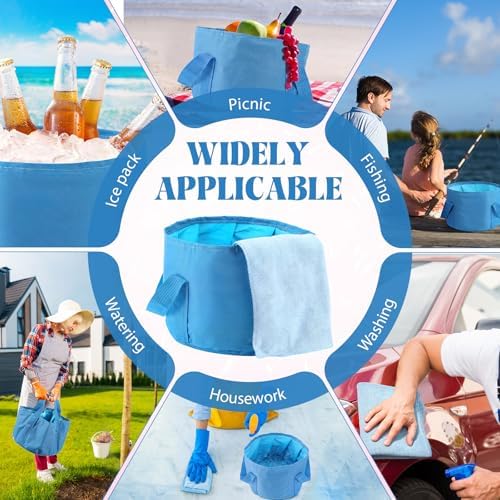 FillTouch 6 Sets Foldable Foot Bath Kit 15L Collapsible Foot Soaking Tub Bathroom Towels Women Adult Foldable Slippers with Storage Bag Spa Soak Pedicure Bath for Travel Camping(Sky Blue) - Image 6