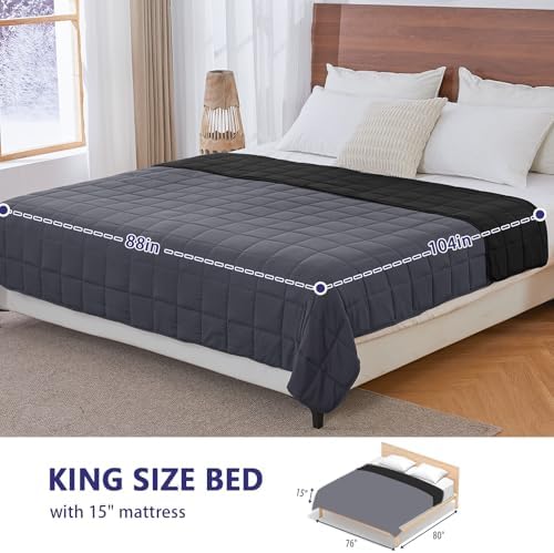 yescool Weighted Blanket for Adults (30 lbs, 88” x 104”, Grey& Black) Cooling Heavy Blanket for Sleeping Perfect for 290-310 lbs, King Size Breathable Blanket with Premium Glass Bead - Image 3