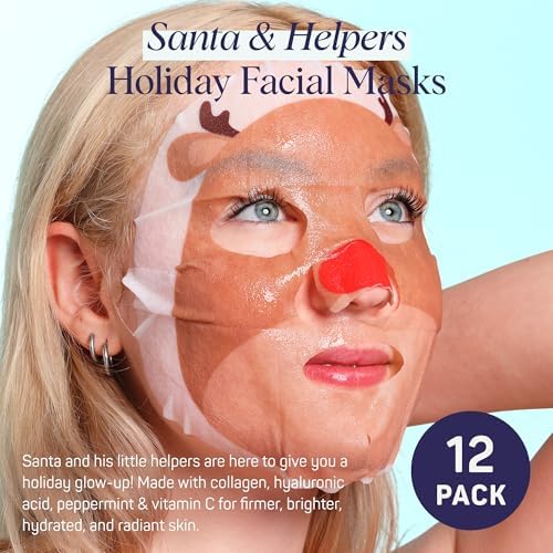 SpaLife Beauty Santa’s Workshop Christmas Face Mask Bundle | Korean Facial Masks | Hydrating, Soothing and Firming Sheet Mask Set | Christmas Face Masks for Women | Spa Party Favors | 12 Pack - Image 2