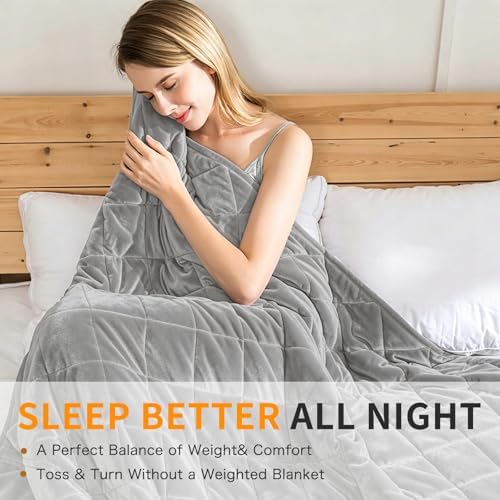 15lbs Weighted Blanket for Adults, 60"x80" Queen Size, Ultra-Soft Double-Sided Microfiber with Glass Beads, Breathable & Cozy Grey, All Season Deep Sleep - Image 2