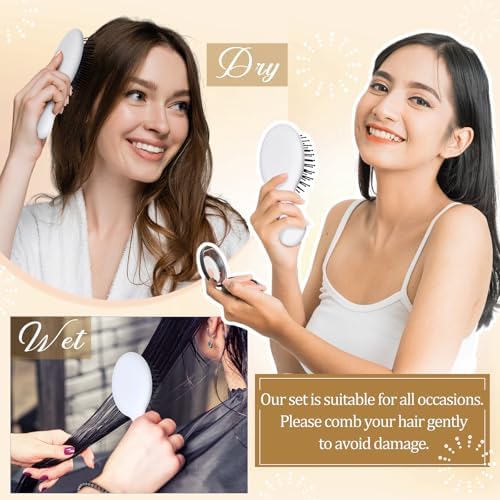 60 Pcs White Black Mini Hair Brushes Bulk for Homeless Soft Bristles Adds Shine Scalp Massage and Detangling Travel Hair Combing for Women Spa Party Favors - Image 5