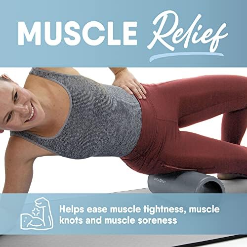 MICRODRY Deluxe Fitness Foam Back Roller for Muscle Relief, Roller for Yoga, Stretching, Deep Tissue Firm Massage & Trigger Point Release, Exercise Workout at Home or Gym, 13x5.3, Light Grey - Image 4