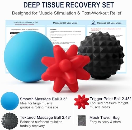 HODEMI 3.5" Massage Ball Set for Self-Massage, Textured Lacrosse Balls for Deep Tissue Muscle Relaxation, Trigger Point & Muscle Recovery, Myofascial Release Support for Back, Shoulder & Foot - Image 2