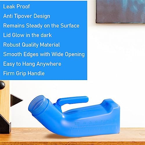 Urinal Bottle Male Urinals Portable Urine Bottle with Screw Lid 1200 ml Plastic Pee Bottles for Men (Pack of 2) - Image 3