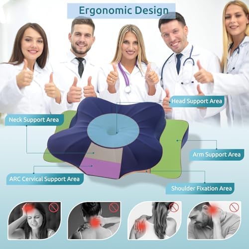 DONAMA Cervical Pillow for Neck and Shoulder Pain Relief, Cooling Contour Memory Foam Pillow, Dual-Height Ergonomic Neck Support Pillow for Side Back Stomach Sleepers with Removable Pillowcase - Image 2