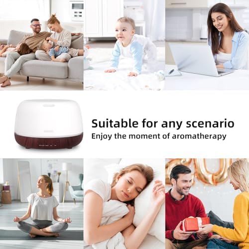 SEEDSEEL 300ML Essential Oil Diffuser,Aromatherapy Diffuser with Remote Control, 7-Color LED Light and 4 Timers,Quiet Auto-Off for Bedroom, Home,Office - Image 5