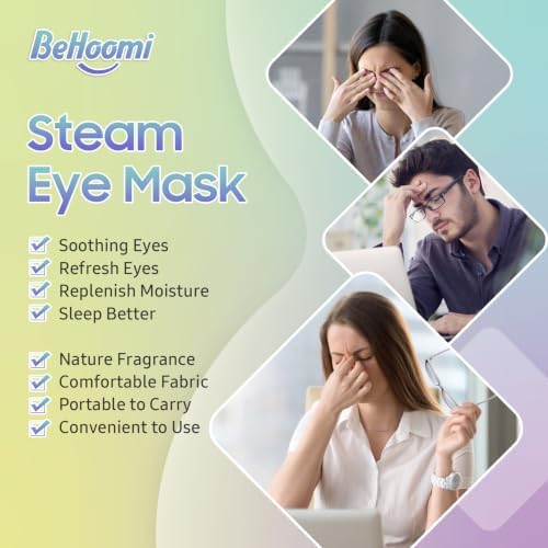 BeHoomi 20 Packs Steam Eye Mask, Heated Eye Mask Warm Compress for Eyes, Disposable Self Heating Steam Mask for Home, Sleep, Spa, Travel Essentials & Relaxation Gifts for Women (Variety) - Image 5