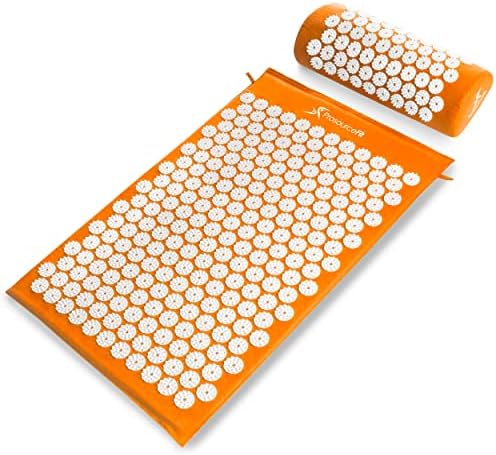 ProsourceFit Acupressure Mat and Pillow Set for Back/Neck Pain Relief and Muscle Relaxation, Orange by PROSOURCE