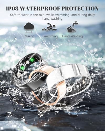 Luxelle Smart Ring Fitness Tracker with Sleep Monitor, Heart Rate, Blood Oxygen, Step Counter, 128 Sports Modes, IP68 Waterproof, Magnetic Charging, Compatible with iOS & Android - Image 6