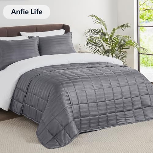 Weighted Blanket Twin Size (48"x72" 15lbs),Ultra Soft and Cozy Cooling Weighted Blanket Twin Size for Adult,Heavy Blanket with Machine Washable Soft Blanket, Stripe Grey - Image 6