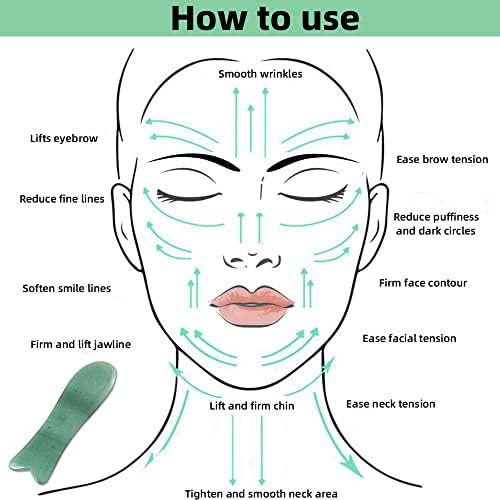 Facial Gua Sha Tool for Chin Massage Tool Natural Jade Stone Gua Sha Board for Face SPA Acupuncture Therapy Trigger Point Treatment - Image 4