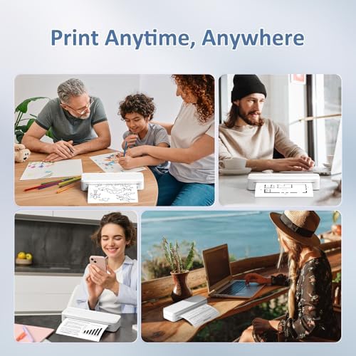 Gloryang Inkless Portable Printer for Travel, Wireless Thermal Printer Supports 8.5 x 11 Inch US Letter Size, Bluetooth Machine Includes Carry Case and 3 Rolls of Thermal Paper Kit, White - Image 6