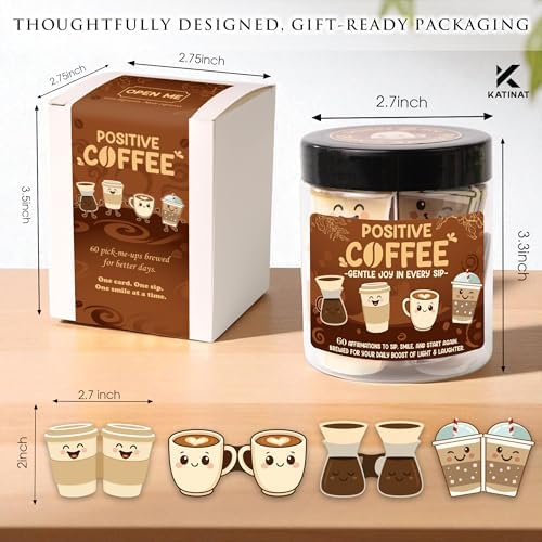 Positive Coffee Jar- 60 Funny Affirmation Cards Coffee Lover Gift for Women Men End of Year Teachers Gifts, Employee Nurse Teacher Appreciation Gift, White Elephant Gifts for Women Men Friends - Image 2