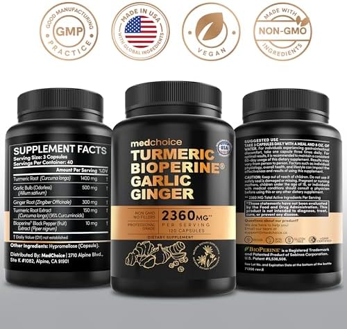 MEDCHOICE 4-in-1 Turmeric Joint Support with Garlic & BioPerine, 120ct - Image 5