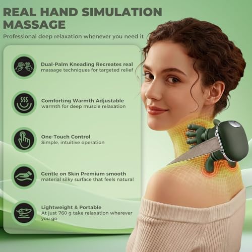 Neck Shoulder Massager with Heat, 4D Bionic Kneading Deep Tissue Relief - Image 2