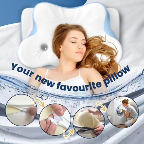 Cervical Neck Pillow, Side Sleeper Pillow for Adults, Neck Pillow for Neck and Shoulder, Orthopedic Contour Memory Foam Pillows for Side Back & Stomach Sleepers with Cooling Pillowcase - Image 5