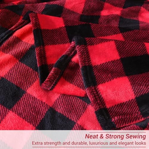 Viviland Checkered Blanket Queen Size - Soft Fuzzy Cozy Buffalo Plaid Microfiber Blanket for Bed, 90x90 Inches - Image 4
