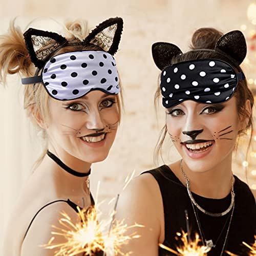 Geyoga 4 Pcs Silk Dot Sleep Eye Mask Dot Blindfold with Adjustable Strap Silk Soft Dot Eye Cover for Women Men Satin Night Blindfold Cover - Image 6