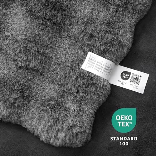 Amélie Home Faux Fur Throw Blanket, Ultra Soft Fuzzy Plush Bubble Blanket for Couch, Bed & Living Room, 60"x80", Cationic Wolf Gray - Image 6