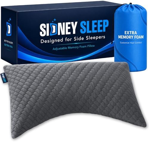Sidney Sleep Adjustable Curved Pillows for Neck and Shoulder Support with Extra Shredded Fill - Cervical Contour Pillow for Side and Back Sleepers - Queen Size 19" x 29" CertiPUR-US Certified (Grey) by SidneySleep