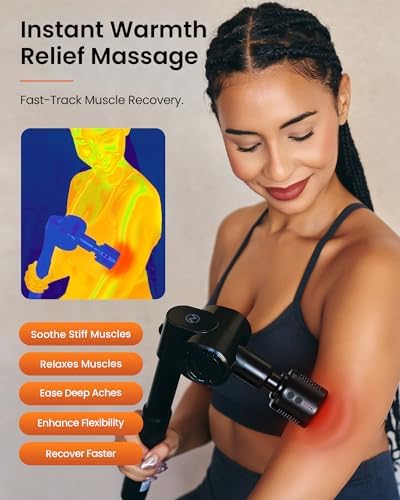 NAPRE Massage Gun with Heat and Cold Head,Deep Tissue Percussion Back Massager for Muscle/Neck/Body Pain Relief with Long Extension Retractable Handle,32-Speeds,Foldable with 5 Adjustable Angles - Image 4