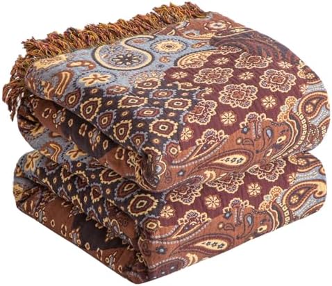 Boho Throw Blanket for Bed 90”x98”, 100% Cotton Blanket for Couch Sofa by DefineCozyHealthyLife