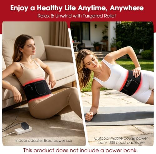 Red Light Therapy Belt for Body, 105 LEDs Infrared Light Therapy Wrap Belt for Waist Back Shoulder Legs Knee Muscle Relax, Portable 660nm 850nm 3 Chips in 1 Red Light Belt with Timer(Corded) - Image 7