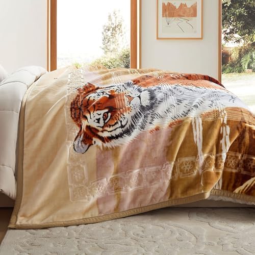 Nestl Korean Mink Blanket King Size - 12 Lbs Velvet Fleece Korean Blanket - 2 Ply Warm & Thick Winter Blanket - Wrinkle & Fade Resistant - 87 x 94 Inches (Tiger) - Image 6