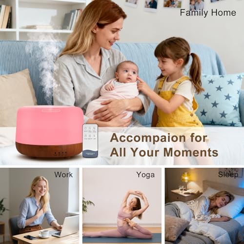 Marchred 300ML Essential Oil Diffuser for Home, Aromatherapy Diffuser with Remote Control, 7-Color LED Light and 4 Timers, Quiet Auto-Off, Easy to Use for Bedroom Office - Image 7