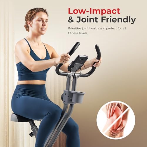 Sunny Health & Fitness Smart Foldable Magnetic X-Bike, Low-Impact Workouts - Image 2