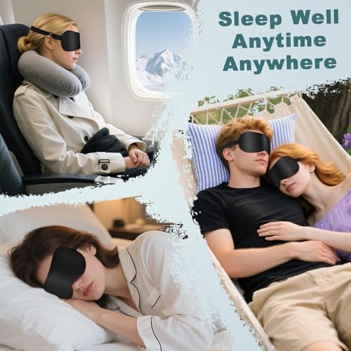 Sleep Mask for Side Sleeper Women Men, Eye Mask for Sleeping Light Blocking, 3D Contoured Cup Sleeping Mask, Soft Breathable Sleep Eye Mask with Adjustable Elastic Strap for Travel (Black01) - Image 6