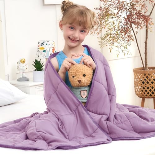 Purple Weighted Blanket 5lbs, 36"x48", Cooling Heavy Throw Blanket for 20-40lbs, Microfiber Soft Thick Big Blankets Weighted Comforter Breathable Gift by BETU