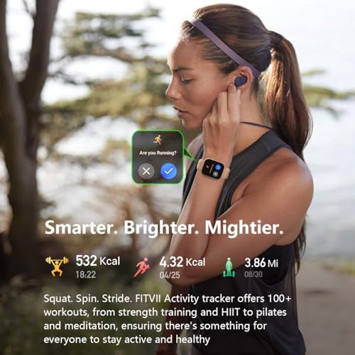 FITVII Health & Fitness Tracker (Answer/Make Calls), Smart Watch with 24/7 Heart Rate and Blood Pressure, Sleep Tracking, Blood Oxygen Monitor, 120+ Sport Mode Activity Tracker for Women Men - Image 7