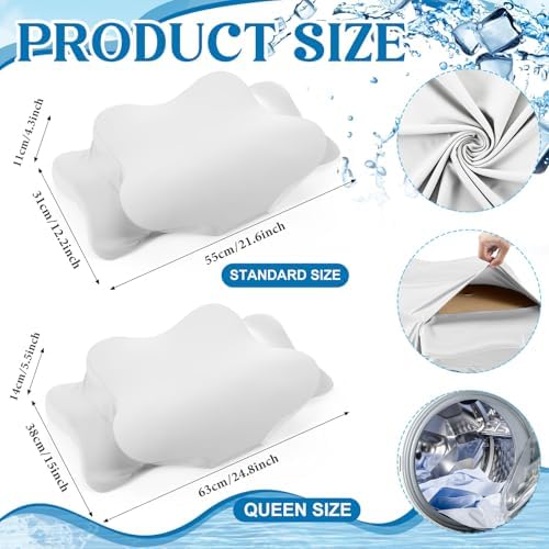 Hahafelt Cooling Cervical Pillowcase Cover with Envelope Closure (Only Pillow Case) Ergonomic Neck Pillowcase Smooth Soft Cool Pillow Cover for Side Back Stomach Sleepers(White,Standard Size) - Image 2