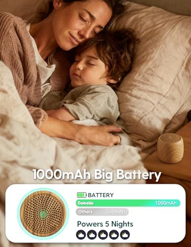 Babelio White Noise Sound Machine (Pocket Mini Pro) | 1000mAh Large Battery, 25 Non-looping Sounds for Adults, Kids & Babies, Timer, Memory Function, Pocket-Sized & Travel Essentials, Wood Grain - Image 2