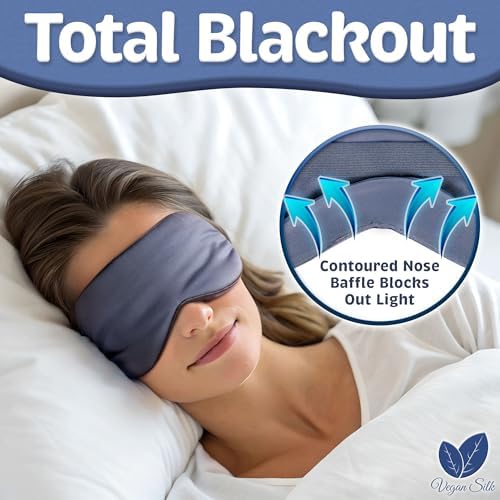 Sleep Mask - Navy Gray, 100% Viscose Derived from Bamboo - Lightweight Eye Mask with Adjustable Strap - Blackout Sleeping Blindfold for Women & Men - Comfortable Light Blocking Eye Cover - Image 6