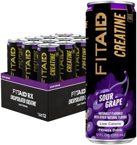 FITAID Creatine Recovery Drink, Sour Grape, 12 fl oz (12-Pack) by LIFEAID