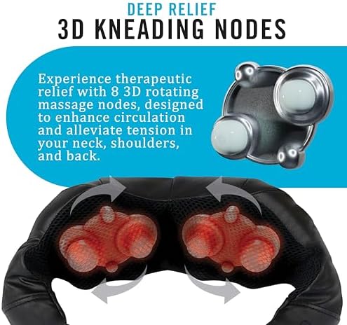 Daiwa Felicity Shiatsu Neck & Back Massager with Heat - Deep Tissue Pain Relief for Shoulder with 8 3D Kneading Nodes - Electric Full Body Massage, Ergonomic, Portable, Includes Power/Car Adapter - Image 2
